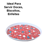 Bandeja de Natal Redonda Funda Natalina Para Ceia Decoração Mesa de Natal