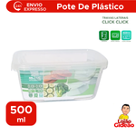 Pote Hermético 500ml Com Trava Plástico Transparente Para Alimentos Cozinha
