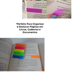 125 Marcadores de Página Neon 5 Cores Para Livro Caderno Agenda Estudos
