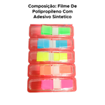 125 Marcadores de Página Neon 5 Cores Para Livro Caderno Agenda Estudos