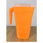 Jarra 2L Laranja Neon Graduada Com Tampa Para Água Suco e Bebidas