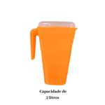 Jarra 2L Laranja Neon Graduada Com Tampa Para Água Suco e Bebidas
