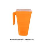Jarra 2L Laranja Neon Graduada Com Tampa Para Água Suco e Bebidas