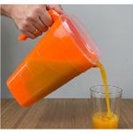 Jarra 2L Laranja Neon Graduada Com Tampa Para Água Suco e Bebidas