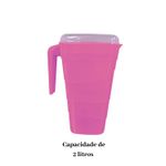 Jarra 2L Rosa Graduada Com Tampa Para Água Suco e Bebidas Geladas