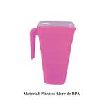 Jarra 2L Rosa Graduada Com Tampa Para Água Suco e Bebidas Geladas