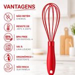 Batedor de Ovos Silicone Fouet Para Bolo Massa Clara Chantilly Cozinha