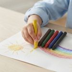 Giz de Cera 6 Cores Fino Infantil Escolar Para Desenho e Colorir