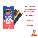 Kit 6 Giz de Cera Fino 6 Cores Para Lembrancinha Festa Infantil Escolar