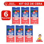 Kit 6 Giz de Cera Fino 6 Cores Para Lembrancinha Festa Infantil Escolar