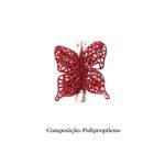 Kit 3 Enfeites de Natal Borboleta Glitter Vermelha Dourada Decoração