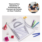 Kit Geométrico Escolar 4 Peças Réguas Transparentes Cristal Para Desenho