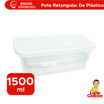 Pote Organizador 1500ml Retangular Transparente Para Alimentos e Cozinha