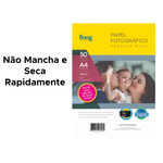 Papel Fotográfico A4 180g Brilhante 50 Folhas Para Impressão