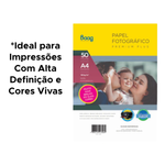 Papel Fotográfico A4 180g Brilhante 50 Folhas Para Impressão