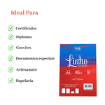 Papel Linho A4 Creme 180g 50 Folhas Para Convites Certificados e Diplomas
