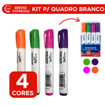 Kit 4 Pincel Caneta Para Quadro Lousa Branco Cores Vivas