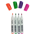 Kit 4 Pincel Caneta Para Quadro Lousa Branco Cores Vivas