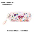 Necessaire Feminina com Glitter Borboleta Para Maquiagem Cosméticos e Viagem