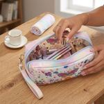Necessaire Feminina com Glitter Borboleta Para Maquiagem Cosméticos e Viagem
