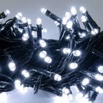 Pisca Pisca Led Para Decoração De Natal Branco Frio 9 Metros 127v 100 Lampadas De Fio Verde