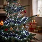 Pisca Pisca Led Para Decoração De Natal Branco Frio 9 Metros 127v 100 Lampadas De Fio Verde