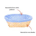 Cesto Organizador de Bambu Forrado Para Mesa Cozinha e Decoração