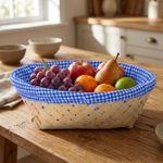 Cesto Organizador de Bambu Forrado Para Mesa Cozinha e Decoração
