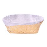 Cesto Organizador de Bambu Forrado Para Mesa Cozinha e Decoração