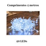 Pisca Pisca Led Para Decoração De Natal Branco Frio 4 Metros 127v 40 Lampadas De Fio Transparente