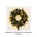 Pisca Pisca Led Para Decoração De Natal Branco Quente 8 Metros 127v 100 Lampadas De Fio Verde