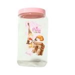 Pote Quadrado Paris 2,5L Tampa Rosa Organizador Para Alimentos Cozinha
