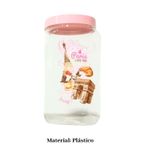Pote Quadrado Paris 2,5L Tampa Rosa Organizador Para Alimentos Cozinha