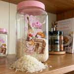 Pote Quadrado Paris 2,5L Tampa Rosa Organizador Para Alimentos Cozinha