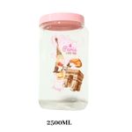Pote Quadrado Paris 2,5L Tampa Rosa Organizador Para Alimentos Cozinha