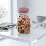 Pote Quadrado Paris 2,5L Tampa Rosa Organizador Para Alimentos Cozinha