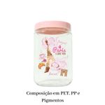 Pote Quadrado Paris 1,5L com Tampa Rosa Organizador de Cozinha