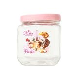 Pote Quadrado Paris 1L Tampa Rosa Organizador Para Alimentos Cozinha
