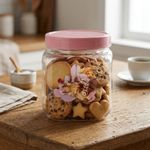 Pote Quadrado Paris 1L Tampa Rosa Organizador Para Alimentos Cozinha