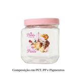 Pote Quadrado Paris 1L Tampa Rosa Organizador Para Alimentos Cozinha