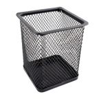 Porta Canetas Quadrado Preto Aramado Organizador de Mesa Escritório