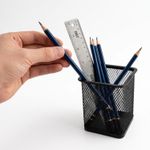 Porta Canetas Quadrado Preto Aramado Organizador de Mesa Escritório