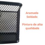Porta Canetas Quadrado Preto Aramado Organizador de Mesa Escritório