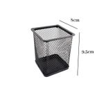 Porta Canetas Quadrado Preto Aramado Organizador de Mesa Escritório