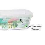Pote Hermético 1L com Travas Laterais Transparente BPA Free Para Alimentos