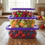 Kit 3 Potes Herméticos 500ml 1L 1,5L Para Alimentos Cozinha Organizador