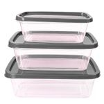 Kit 3 Potes Herméticos 500ml 1L 1,5L Para Alimentos Cozinha Organizador