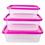 Kit 3 Potes Herméticos 500ml 1L 1,5L Para Alimentos Cozinha Organizador