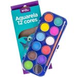 Aquarela 12 Cores Com Pincel Para Escola Trabalhos Artísticos
