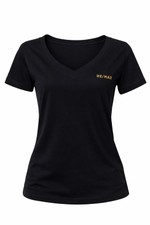 Camiseta Algodão Pima Preta Feminina Gola V By Rute Vieira